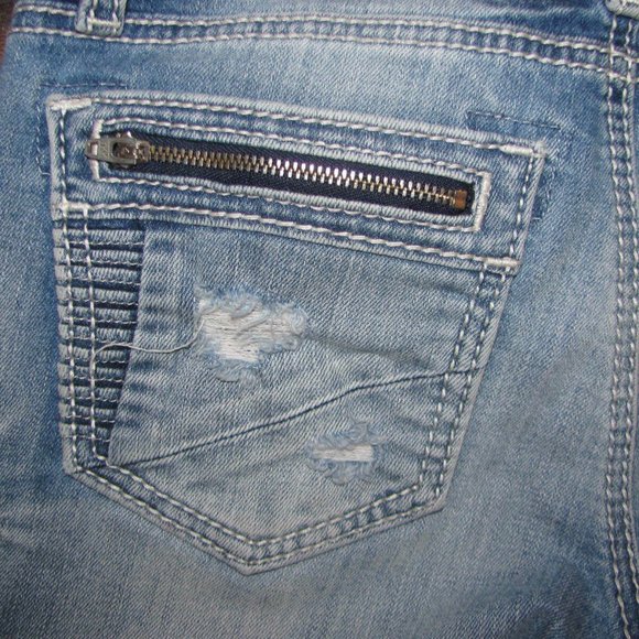 Miss Me Jeans Size 25 Signature Straight Low Rise Denim Distressed 8 Pockets - Picture 9 of 12